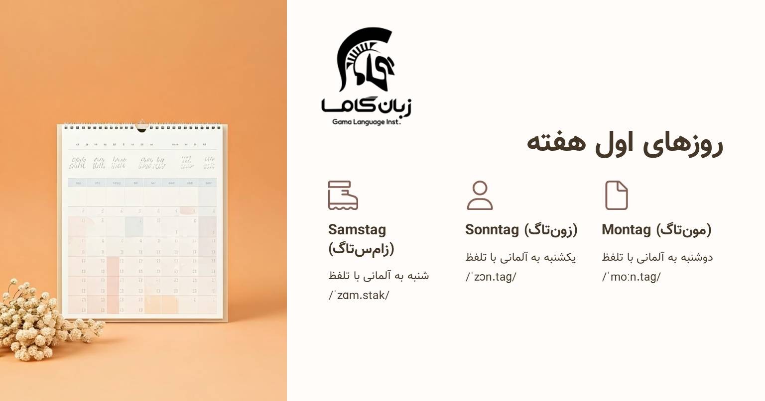 روز های اول هفته به آلمانی
