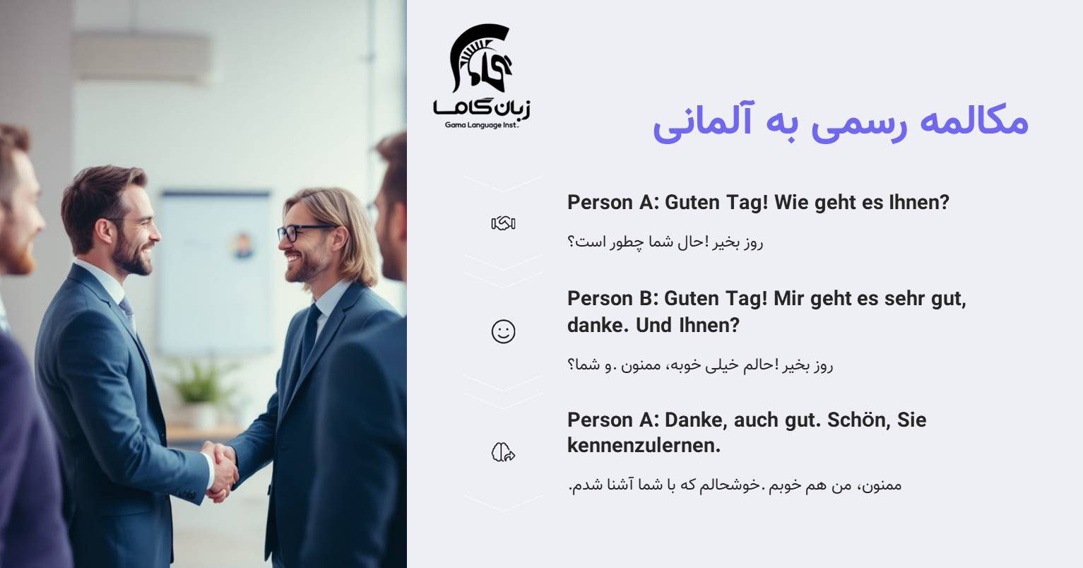 سلام و احوالپرسی به زبان آلمانی 👋+ مثال جملات رسمی و دوستانه 3 مکالم رسمی به آلمانی