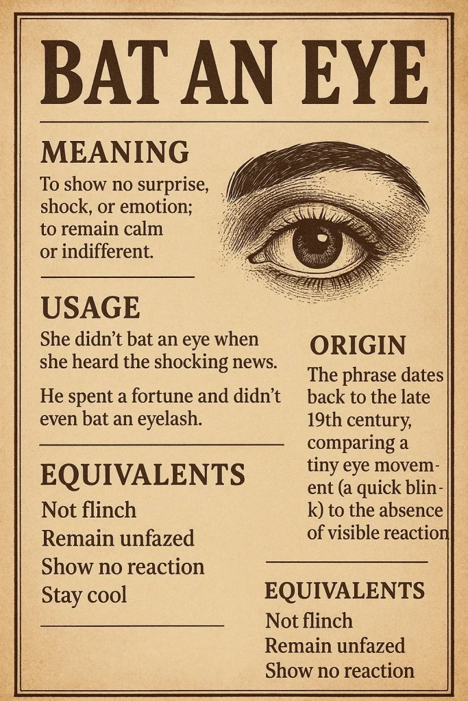 اصطلاح Bat an Eye یعنی چه؟ بررسی معنی، کاربرد و مثالهای واقعی 1 Bat an Eye
