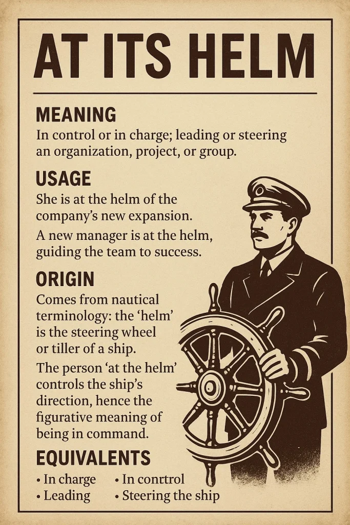 at its helm