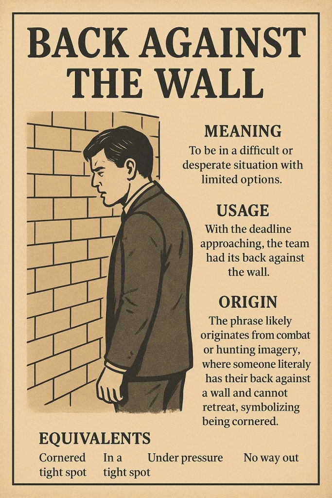 اصطلاح back against the wall یعنی چه؟ معنی، کاربرد و مثالهای واقعی 1 back against the wall