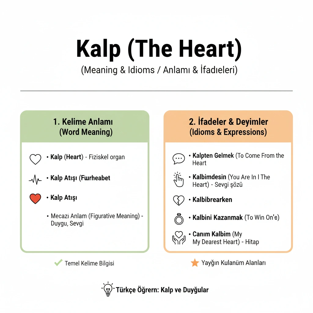 قلب به ترکی استانبولی چه میشود؟ (Kalp) + جمله و اصطلاحات 2 قلب به ترکی استانبولی