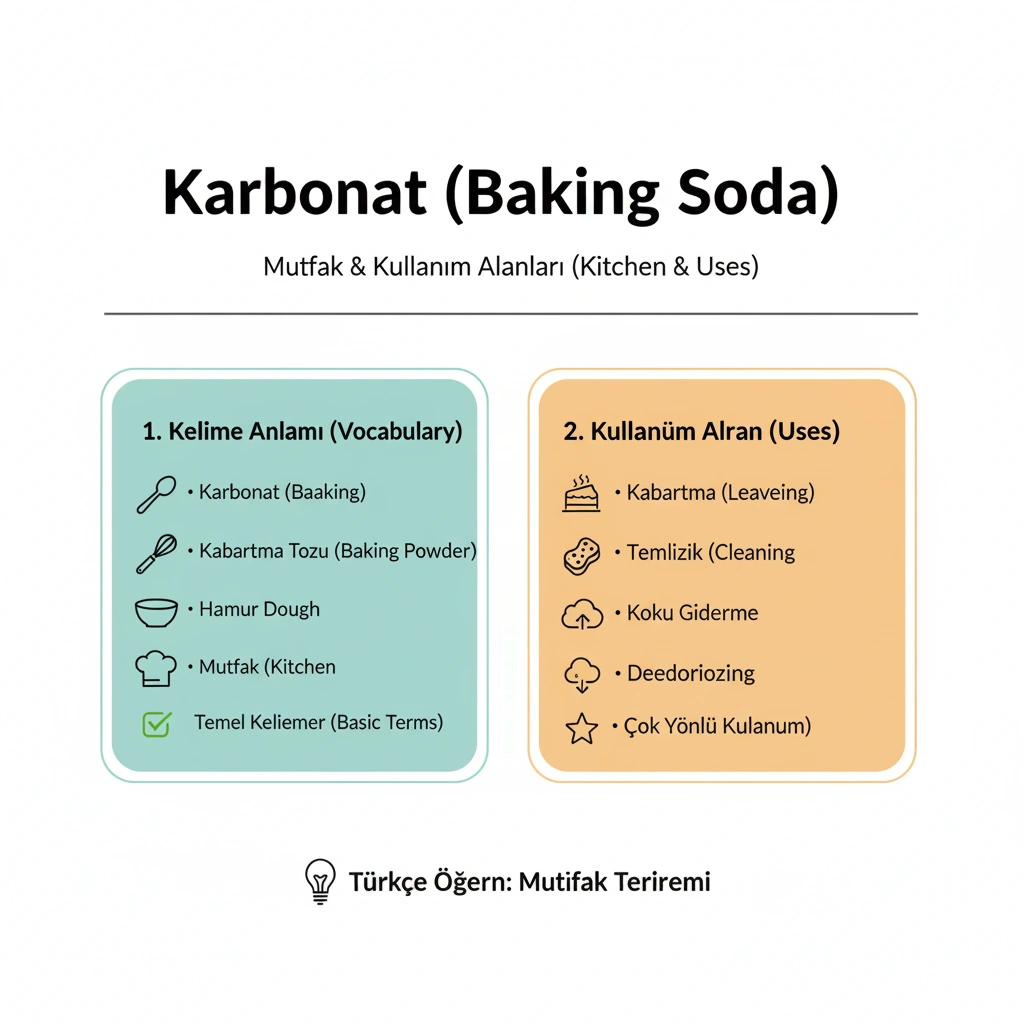 جوش شیرین به ترکی استانبولی چه میشود؟ (تلفظ و کاربرد Karbonat) 1 جوش شیرین به ترکی استانبولی