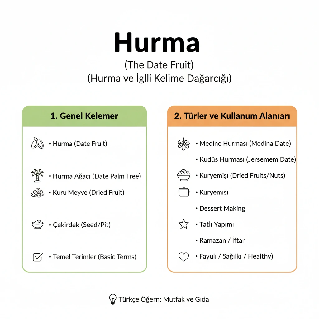 خرما به ترکی استانبولی چه میشود؟ | تلفظ و کاربرد Hurma 2 خرما به ترکی استانبولی